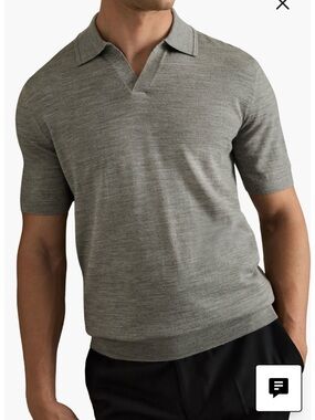 Reiss Duchie Johnny Collar Short Sleeve Wool Polo Sweater